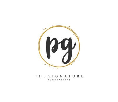 PG Initial letter handwriting and  signature logo. A concept handwriting initial logo with template element. vector