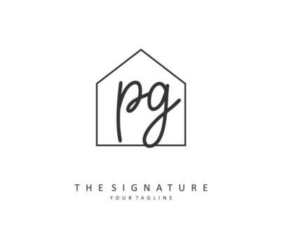 PG Initial letter handwriting and  signature logo. A concept handwriting initial logo with template element. vector