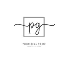 PG Initial letter handwriting and  signature logo. A concept handwriting initial logo with template element. vector