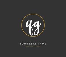 QG Initial letter handwriting and  signature logo. A concept handwriting initial logo with template element. vector