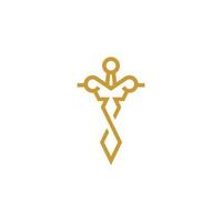 colored sword logo on white background vector