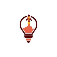 light bulb logo with a rocket in the center vector