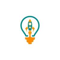 light bulb logo with a rocket in the center vector
