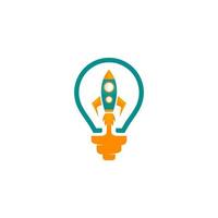 light bulb logo with a rocket in the center vector