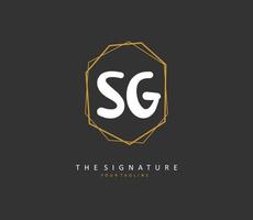 SG Initial letter handwriting and  signature logo. A concept handwriting initial logo with template element. vector