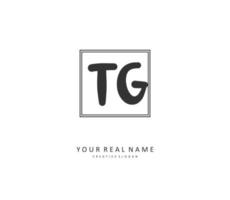 TG Initial letter handwriting and  signature logo. A concept handwriting initial logo with template element. vector