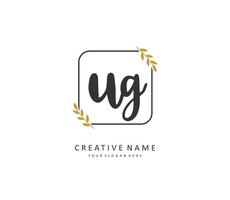 UG Initial letter handwriting and  signature logo. A concept handwriting initial logo with template element. vector