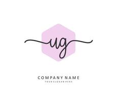 UG Initial letter handwriting and  signature logo. A concept handwriting initial logo with template element. vector