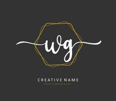 WG Initial letter handwriting and  signature logo. A concept handwriting initial logo with template element. vector