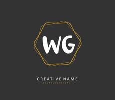 WG Initial letter handwriting and  signature logo. A concept handwriting initial logo with template element. vector