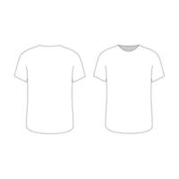 Blank simple white t-shirt vector template. Front and back view mockup isolated on white background
