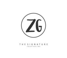 ZG Initial letter handwriting and  signature logo. A concept handwriting initial logo with template element. vector