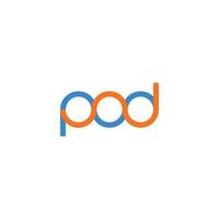 POD initial in lowercase letters, connect rounded logo. vector