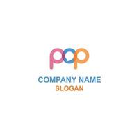 POP initial lowercase letters, colorful round with bubble speech messaging logo. vector