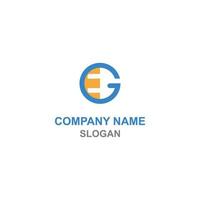 EG or GE initial uppercase letters, electrical plug and socket in negative space logo. vector