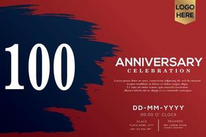 100 años aniversario celebracion vector con azul cepillo aislado en rojo antecedentes con texto modelo diseño