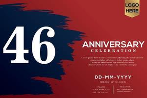 46 years anniversary celebration vector with blue brush isolated on red background with text template design