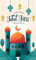 Greeting card idul fitri vector illustration