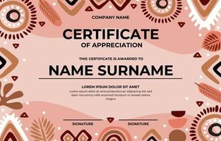 Boho Element Certificate Template vector