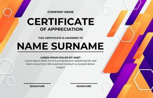 Hexagonal Gradient Geometric Certificate Template vector