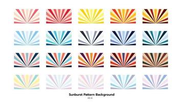 Set of Sunburst pattern background, warm tones, cool tones, pastel, retro. vector