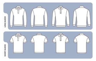 Outline White Polo Shirt Mockup In Various Sleeves vector