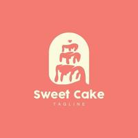 Sweet Cake Logo Design, Birthday Bread Vector, Simple Design Bakery Icon Template Illustration vector