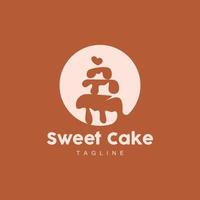 Sweet Cake Logo Design, Birthday Bread Vector, Simple Design Bakery Icon Template Illustration vector