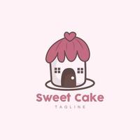 Sweet Cake Logo Design, Birthday Bread Vector, Simple Design Bakery Icon Template Illustration vector