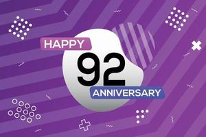 92nd year anniversary logo vector design anniversary celebration with colorful geometric shapes abstract illustration