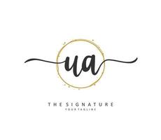 U A UA Initial letter handwriting and  signature logo. A concept handwriting initial logo with template element. vector