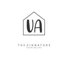 U A UA Initial letter handwriting and  signature logo. A concept handwriting initial logo with template element. vector