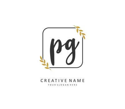 PG Initial letter handwriting and  signature logo. A concept handwriting initial logo with template element. vector