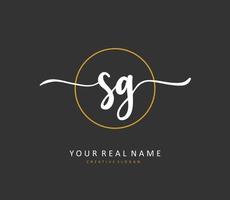 SG Initial letter handwriting and  signature logo. A concept handwriting initial logo with template element. vector