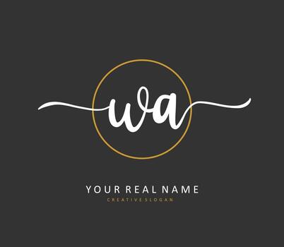 W A WA Initial letter handwriting and  signature logo. A concept handwriting initial logo with template element. vector