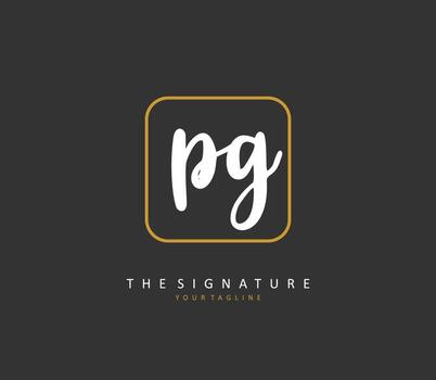 PG Initial letter handwriting and  signature logo. A concept handwriting initial logo with template element. vector