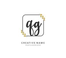 QG Initial letter handwriting and  signature logo. A concept handwriting initial logo with template element. vector