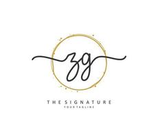 ZG Initial letter handwriting and  signature logo. A concept handwriting initial logo with template element. vector