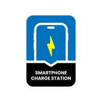 Smartphone charging station sign icon concept illustration flat design editable vector eps10