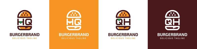 Letter HQ and QH Burger Logo, suitable for any business related to burger with HQ or QH initials. vector