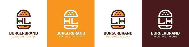 letra hl y lh hamburguesa logo, adecuado para ninguna negocio relacionado a hamburguesa con hl o lh iniciales. vector