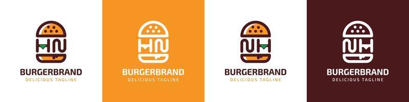 Letter HN and NH Burger Logo, suitable for any business related to burger with HN or NH initials. vector