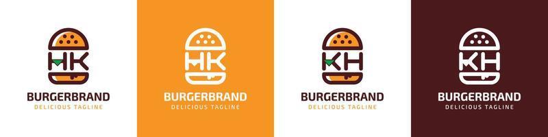 Letter HK and KH Burger Logo, suitable for any business related to burger with HK or KH initials. vector