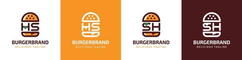 letra hs y sh hamburguesa logo, adecuado para ninguna negocio relacionado a hamburguesa con hs o sh iniciales. vector