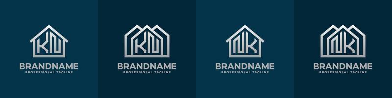 Letter KN and NK Home Logo Set. Suitable for any business related to house, real estate, construction, interior with KN or NK initials. vector