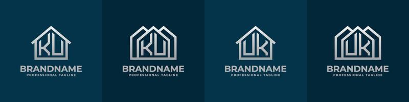 Letter KU and UK Home Logo Set. Suitable for any business related to house, real estate, construction, interior with KU or UK initials. vector