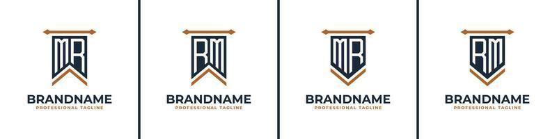 Letter MR and RM Pennant Flag Logo Set, Represent Victory. Suitable for any business with MR or RM initials. vector