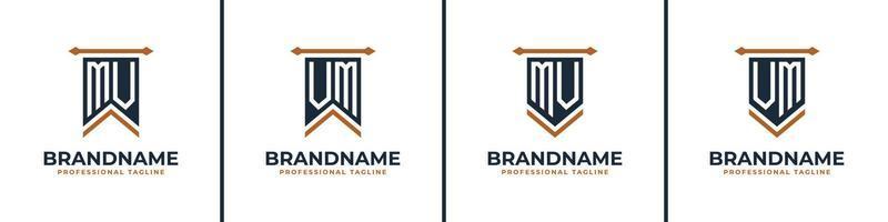Letter MV and VM Pennant Flag Logo Set, Represent Victory. Suitable for any business with MV or VM initials. vector