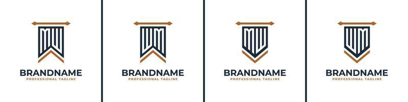 Letter MW and WM Pennant Flag Logo Set, Represent Victory. Suitable for any business with MW or WM initials. vector