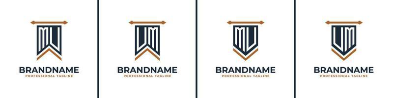 Letter MU and UM Pennant Flag Logo Set, Represent Victory. Suitable for any business with MU or UM initials. vector